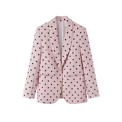 2026 Spring Chic Women Blazer Polka Dot Single Breasted Long Sleeve Blazer New Fashion Office Lady Blazers