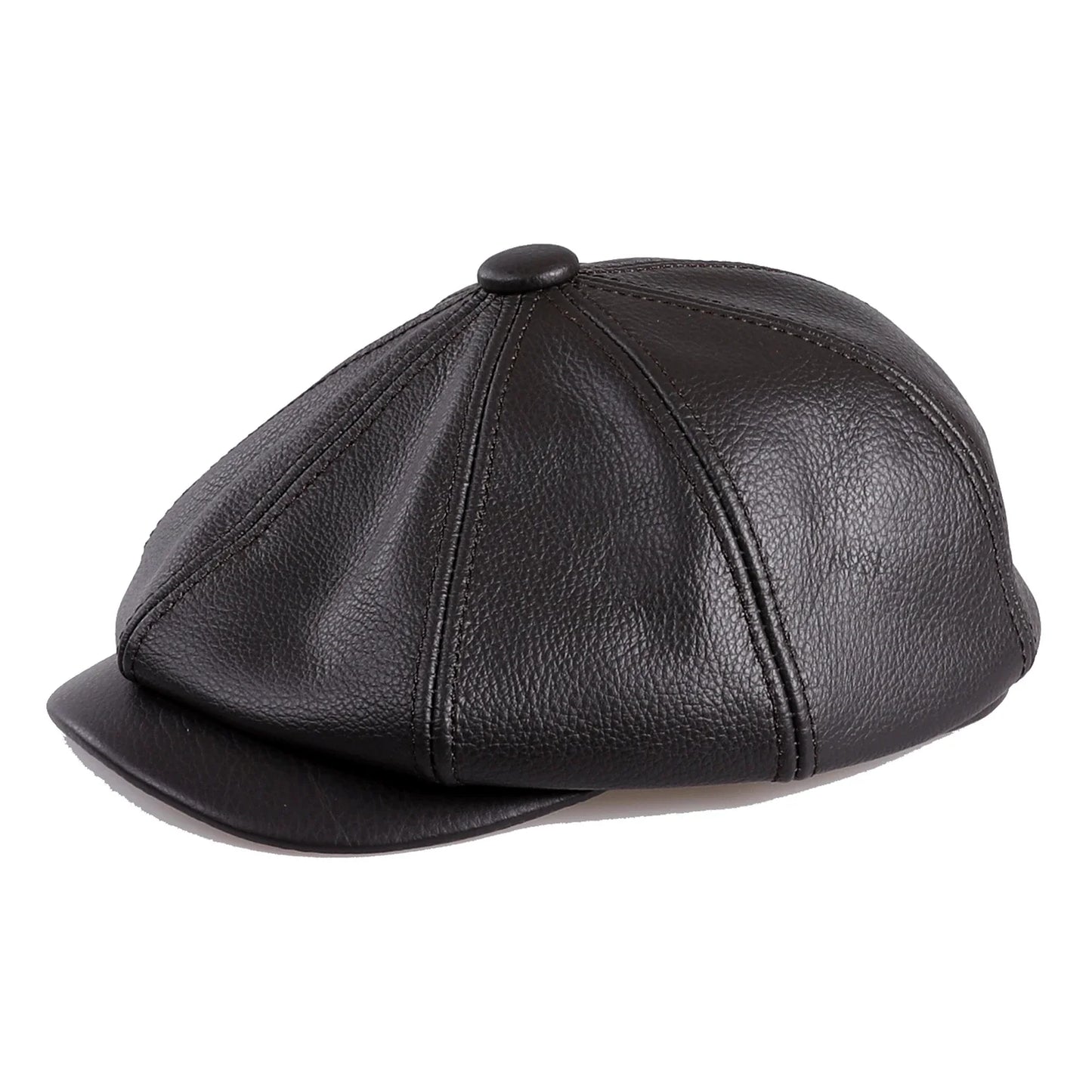 Men's Newsboy Flat Cap 100% Genuine Cowhide Leather Gatsby Ivy Golf Cabbie Driving Hat 8 Panels Classic Design