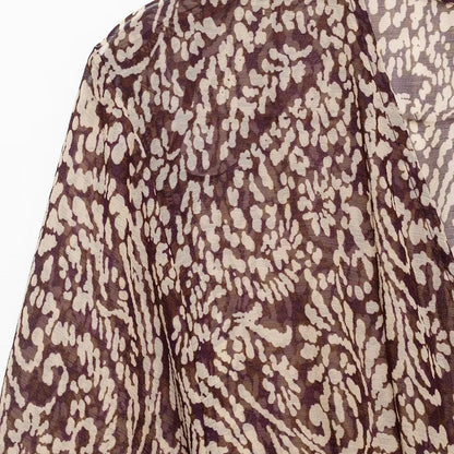 Ele Layered Decorative Print Midi Dr Spring New Arrival Women's Faion JNLEAOG Long Sve V-Ne High Waist Skirt