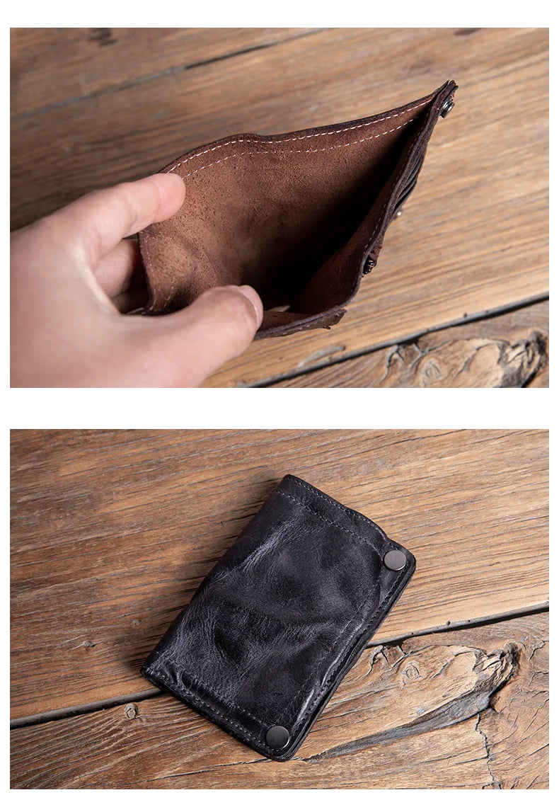High Quality Men Genuine Leather Wallet Vintage Bifold Money Clip Credit Card Holder Luxury Design with Zipper Coin Pocket