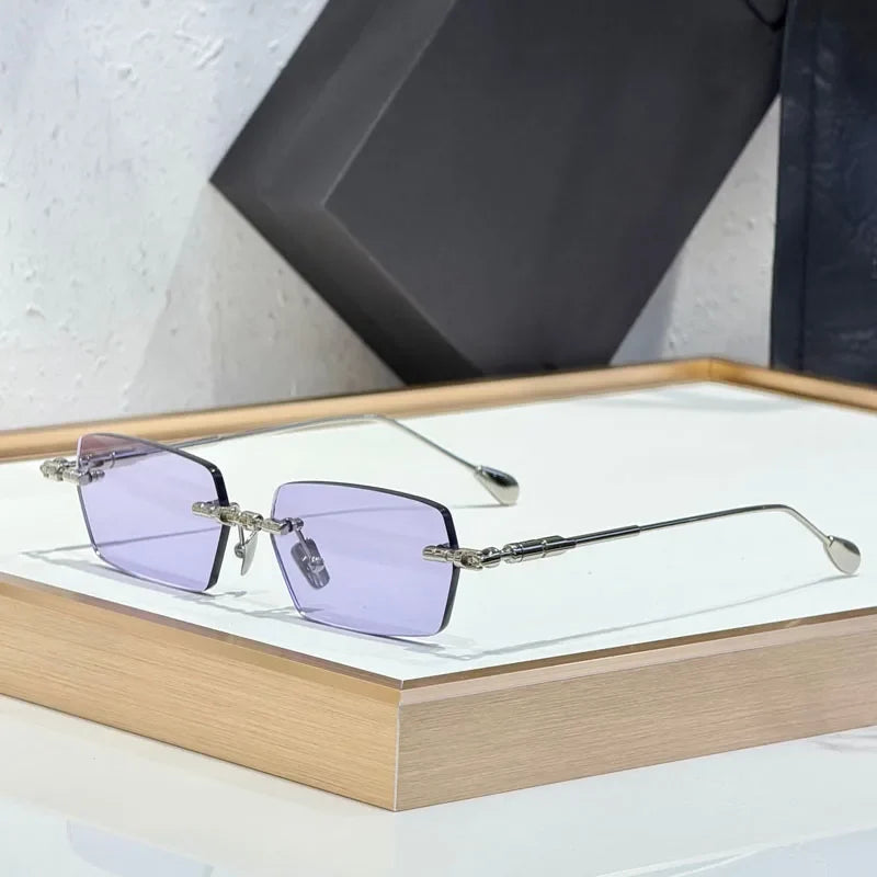 Fashion Street Design Sunglasses H61 Germany Rimless Square Men Women Classical UV400 High Quality Optical Glassses with Case