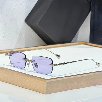 Fashion Street Design Sunglasses H61 Germany Rimless Square Men Women Classical UV400 High Quality Optical Glassses with Case