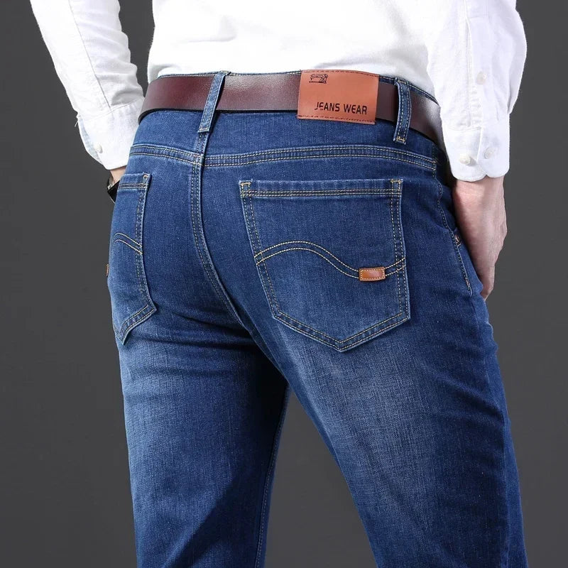 Classic Black Men's Jeans Straight Leg Baggy Plus Size Pants Wear Comfortable Dark Pants Thin Pants for Dad Gift Dad Pants