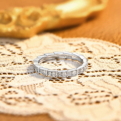 S925 Silver Snake Ring Pave Moissanite Wedding Eternity Band Stackable Luxury Fine Jewelry forWomen Pass Diamond Tester