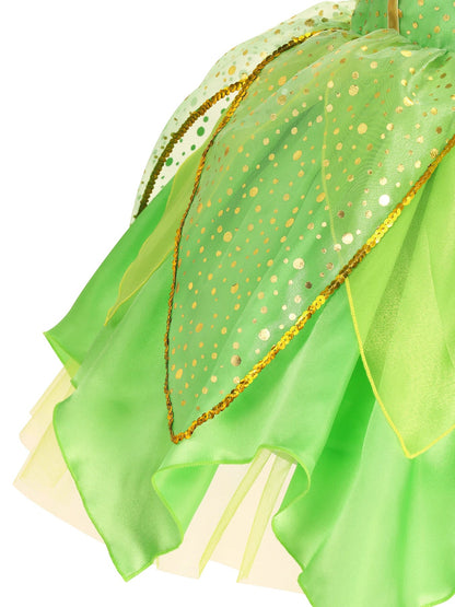 Child Girl Bell Costume Halloween Costume for Kids Green Dress Fancy Fairy Princess Cosplay Carnival Party Ball Gowns with Wing
