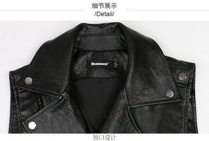 Autumn Black Motorcycle Pu Leather Vest Men Zipper Pockets Plus Size Faux Leather Biker Sleeveless Jacket 4xl 5xl