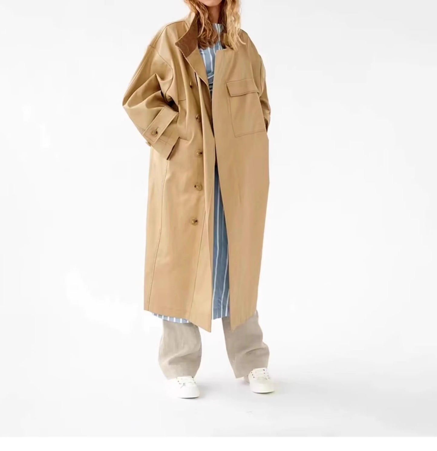 long blazer jacket women khaki Single Breasted Long Sleeve lapel collar warm Spring Autumn Lady Blazer