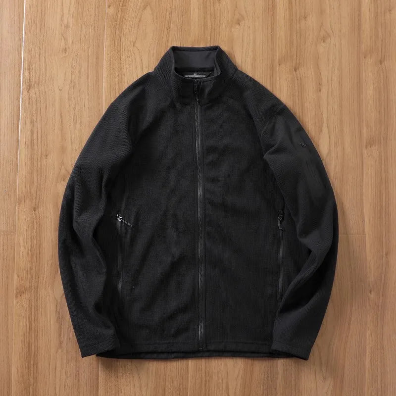 Outdoor Lightweight Fleece Sweatshirt Jacket Men's Zipper Closure Stand Collar Technical Fabric Comfortable Youth Fashion