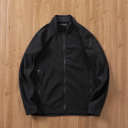 Outdoor Lightweight Fleece Sweatshirt Jacket Men's Zipper Closure Stand Collar Technical Fabric Comfortable Youth Fashion