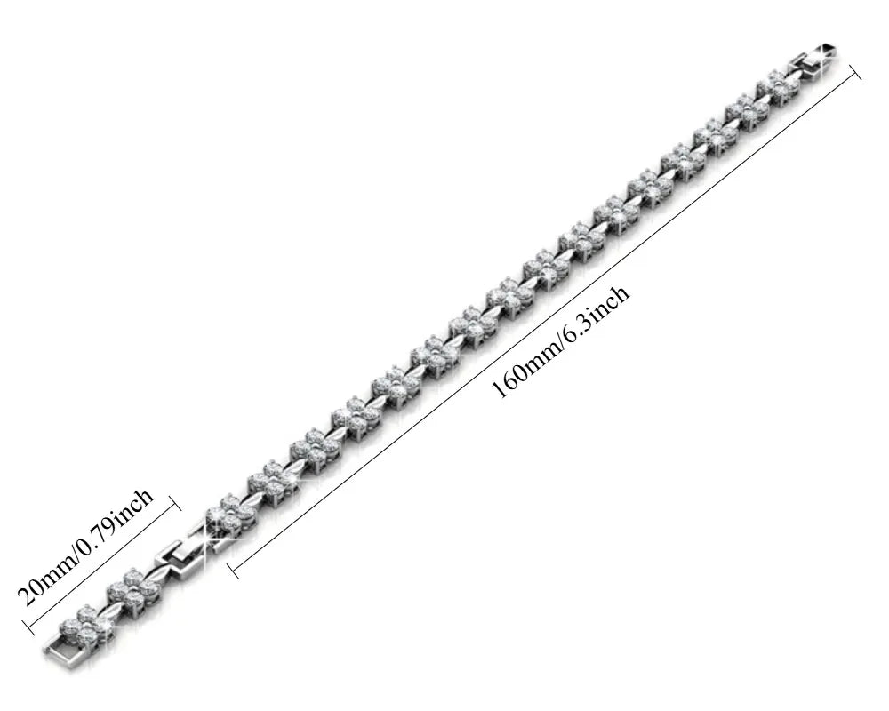 Flower Bracele Embellished with Premium Swarovski Crystals T Quality Brass with 18K Rose Gold Plated Wedding Bridal Gift