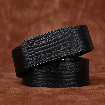 3.5CM Pure Cowhide High Quality Genuine Leather Belts for Men Strap Male Toothless Automatic Buckle Business Suit Trouser Belt