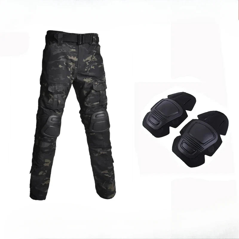 2025 Outdoor Combat Pants +Knee Pads Men Tactical Hunting Pant Camo Pants Quick Dry Sport Multi-pocket Clothes Wear Resistant