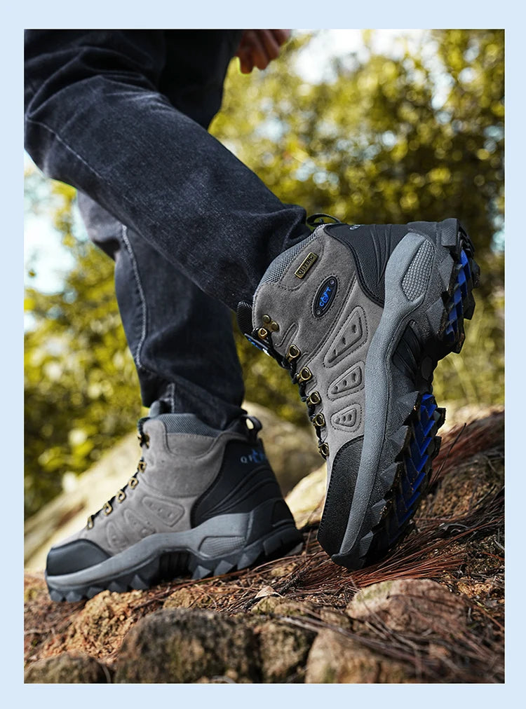 36-48 Autumn Winter Men Women Ankle Boots Leather Tactical Shoes New Plus Anti-Skidding Classical Walking Footwear Summer Hiking