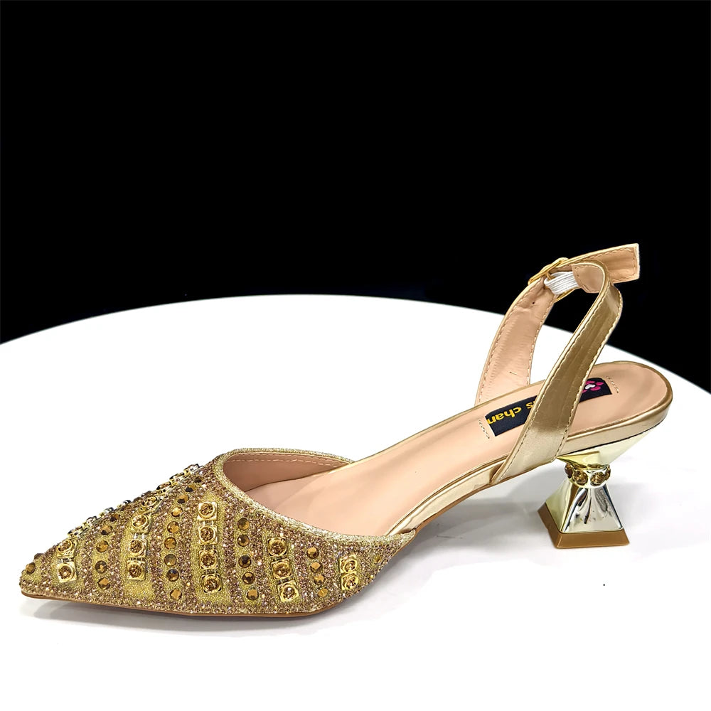 2025 Elegant Multicolor Color Women's  Heels and Rhinestone Handbag Set - Italian Design for Weddings and Parties