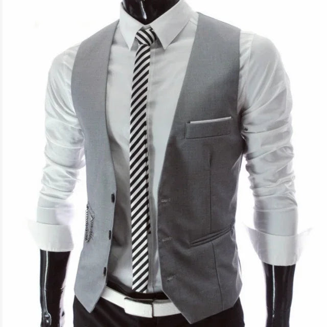 New Slim Fit Mens Suit Vest Single Breasted Casual Vests For Men Solid Formal Businss Male Waistcoat Gilet Homme