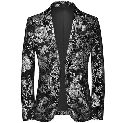 Plus Size 6XL-M Spring Luxury Men Bronzing Print Blazers 2025 New Slim Wedding Nightclub Party Dress Mens Clothing Suit Jackets