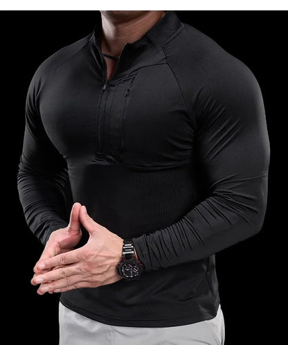 2024 New Men's Sports Gym Fitness Tops Running Training Clothes Round Neck Quick-drying Breathable Long-sleeved T-shirt Autumn