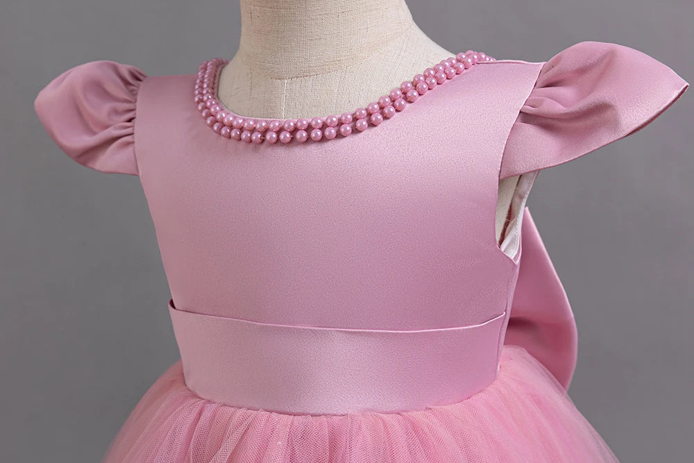 Girls Flower Embroidery Party Dresses Kids Summer Formal Holiday Birthday Gown Kids Trailing Evening Princess Clothes 1-6