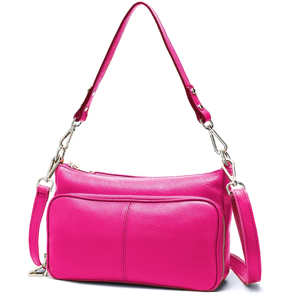 Women's Handbag 100% Genuine Leather Ladies Shoulder Crossbody Messenger Bag Fashion Hobos Black High Quality
