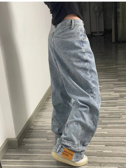 Casual jeans reversible pants ins fashion American retro Y2K loose high waist jeans women street clothing loose trousers pants