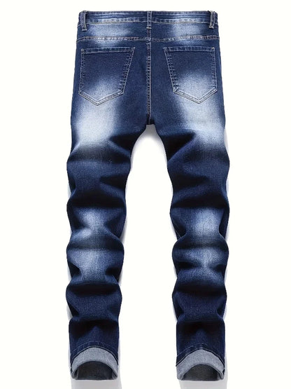 Riding Motorcycle Mens Pants Hip Hop Ripped Skinny Jeans Breathable Casual Fashion Blue Denim Trousers Streetwear Men Clothing