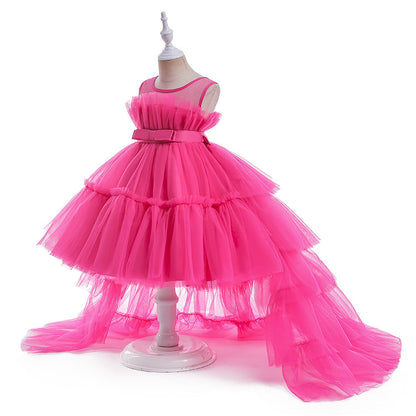 Kid's Party Formal Evening Dresses Elegant Party Dresses For Girls Dresses With Trailing Detachable Princess Dress
