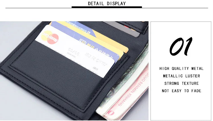 Short Men Wallets Card Holder Photo Holder Slim Male Print Wallet High Quality PU Leather Money Bag New Kpop Small Men's Purse
