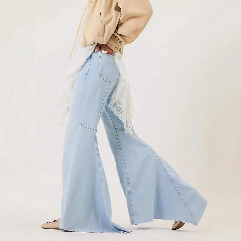 Streetwear Vintage Skinny Washed Flared Jeans Women Korean Fashion High Waist Slim Straight Pants 2025 New Casual Flared Jeans