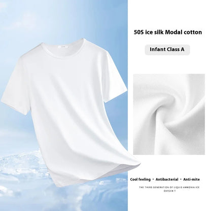 47% Cotton 47% Modal 6% Spandex T Shirt Men Short Sleeved Summer Round Neck Undershirt Plus Size Men's Solid Color Tops Tees