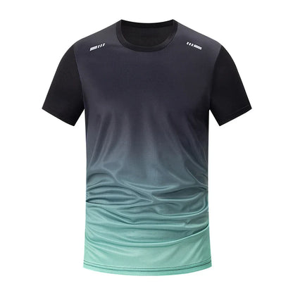 1/2/4/6-piece Men's Seasonal Sports Style Gradient Quick Drying Multi-color Short Sleeved Top Casual Running Black Shorts Set