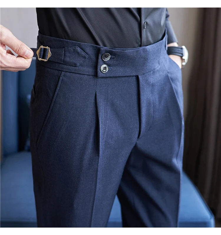High-quality 2024 Men's Naples Trousers, Men's High-waisted Casual Pants Slim-fit Suit Trousers 28-38 Classic Formal Dress Pants