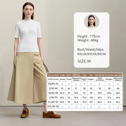 Women's A-Line Skirt 2026 Summer New Textured Relaxed Pocket Midi Culottes Versatile Casual Style Skirt For Women 12622124