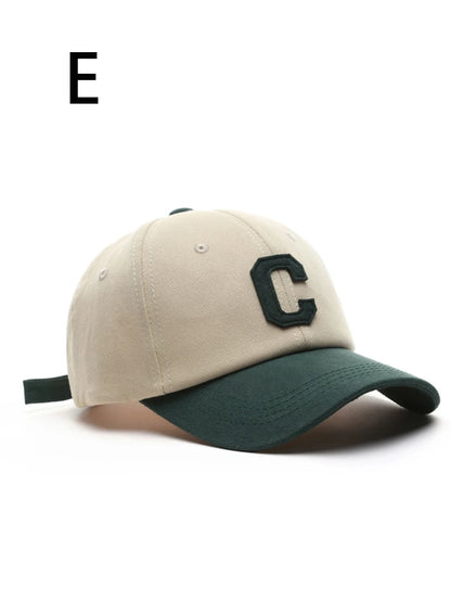1 unisex all season fashionable pure cotton retro embroidered letter C baseball cap
