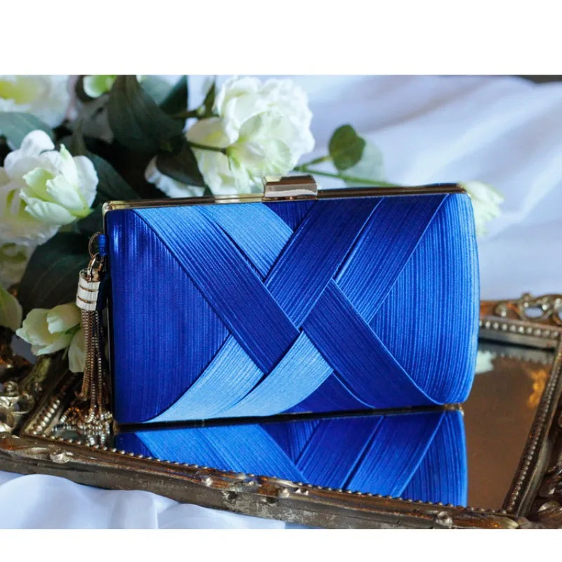 Silky Satin Tassel Banquet Bag, Women Elegant Chain Evening Clutch, Cheongsam Fashion Handbag