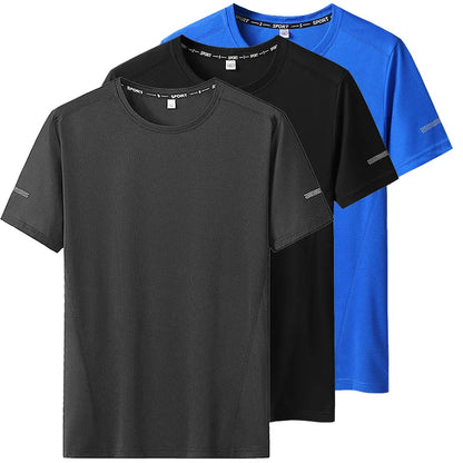 3pcs Summer Sport T-shirt for Men Plus Size 6XL/7XL Quick Dry Tees Oversized Round Neck Short Sleeve Fitness Running T-shirt