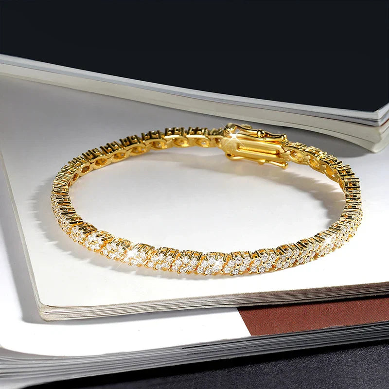 Rhombus Shape Full 1.2mm D Color Moissanite Tennis Bracelet For Women 925 Silver Plated 18k Diamond Link Chain Bracelets