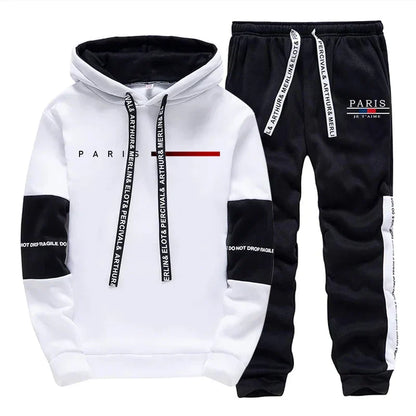 Autumn Winter Mens Tracksuit Print Casual Sweatshirts Sportswear Outdoors Sports Jogging Mens Clothing Single Piece Hoodie Pants