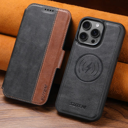 Faux Leather Wireless Charging Card Holder Stand Wallet Magnetic Flip Cover Phone Case For iPhone 16 Pro Max 15 Plus 14