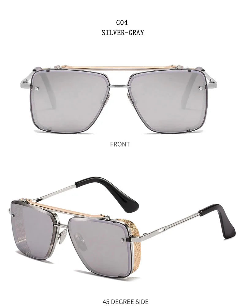Metal Punk Sunglasses For Men Vintage Square Fashion Glasses 2024 Vacation Sunglasses Women Trendy Gafas De Sol Hombre Zonnebril