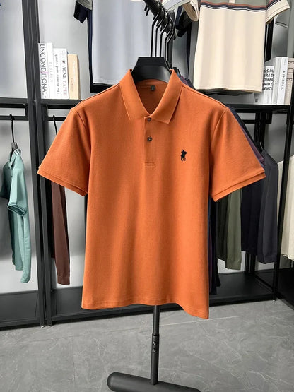 Designer brand 100% cotton short sleeve polo shirt luxury fashion pony embroidery men's business leisure summer new Paul T-shirt