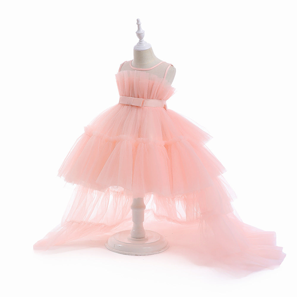 Kid's Party Formal Evening Dresses Elegant Party Dresses For Girls Dresses With Trailing Detachable Princess Dress