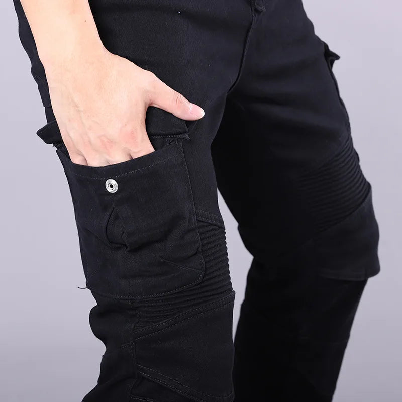 New Men's Winter Riding Motorcycle Cargo Pants Male Outdoor Riding Jeans Moto Protective Gear With Hip Knee Gear Long Trousers