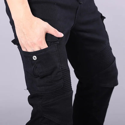 New Men's Winter Riding Motorcycle Cargo Pants Male Outdoor Riding Jeans Moto Protective Gear With Hip Knee Gear Long Trousers