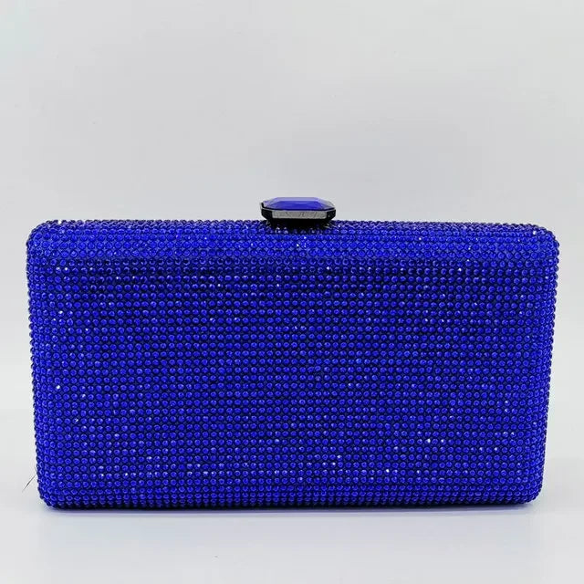 Women Black Crystal Clutch Evening Bags Wedding Bridal Rhinestone Box Handbags Party Dinner Diamond Clutch Purse