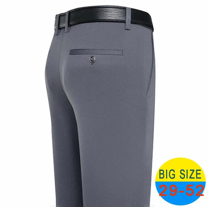 Spring Summer Men's Casual Pants Stretchy Suit Pants Formal Business Trousers Plus Size 46 48 Classic Navy Blue Trousers