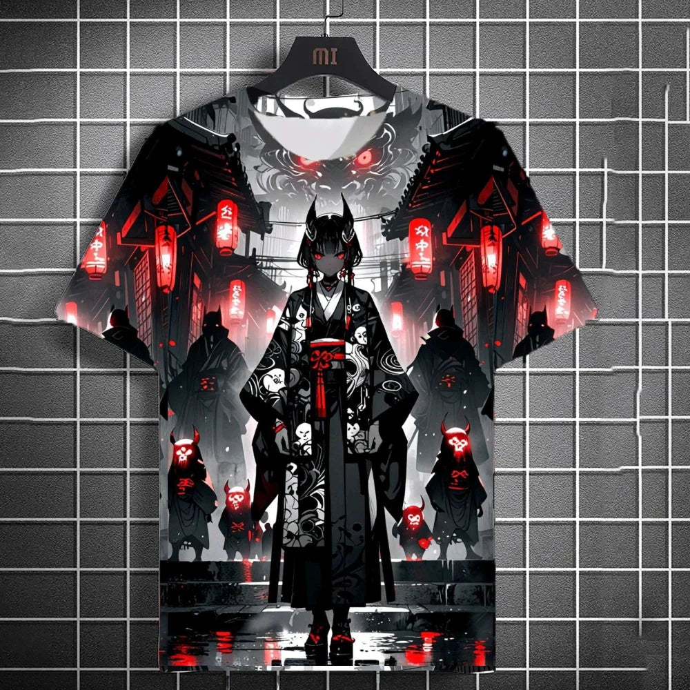Japanese Style Samurai Katana Girl T-Shirts 3D Print Personality Anime T shirt Men/Women Short Sleeve Top Fashion Men's Clothes