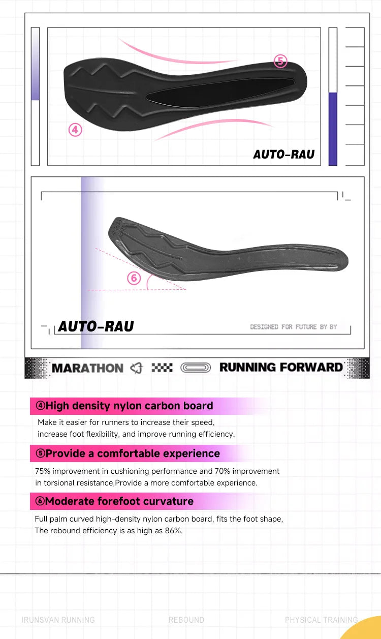 Marathon Racing Carbon Plate Men's Running Shoes Ultra Light Shock Absorption Training Women's Sports Shoes