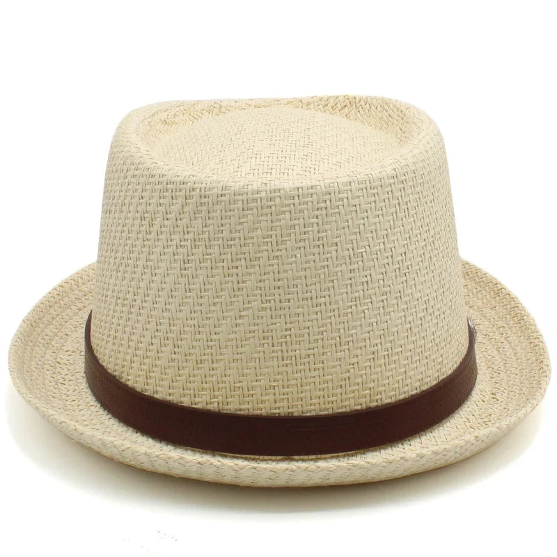 Men Women Straw Pork Pie Hats Summer Sunhat Boater Caps Sailor Sombrero Beach Fedora Trilby Outdoor Travel US Size 7 1/4 UK L