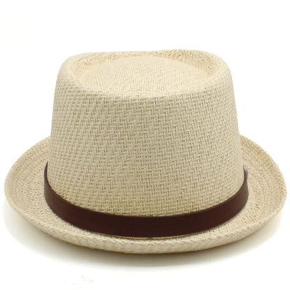 Men Women Straw Pork Pie Hats Summer Sunhat Boater Caps Sailor Sombrero Beach Fedora Trilby Outdoor Travel US Size 7 1/4 UK L