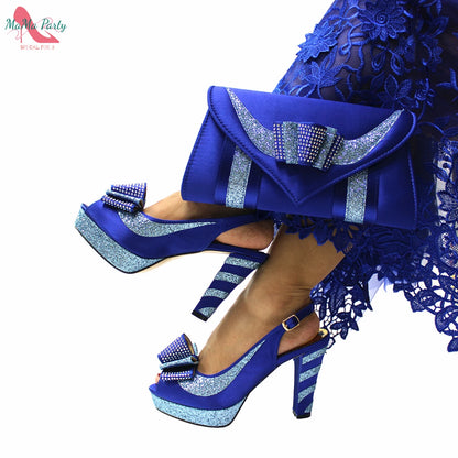 2025 Red Elegant Style Italian Women Shoes Matching Hand Bag Set  Slingbacks Sandals with Platform for Party